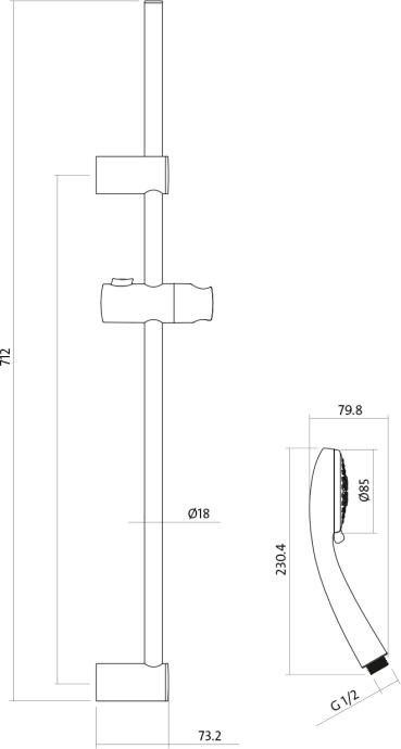Душевой гарнитур Cersanit Vibe хром 63067 - 8
