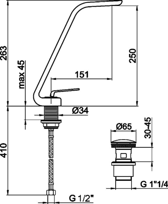 Смеситель для раковины Webert Wolo WO830402564, черный - 2
