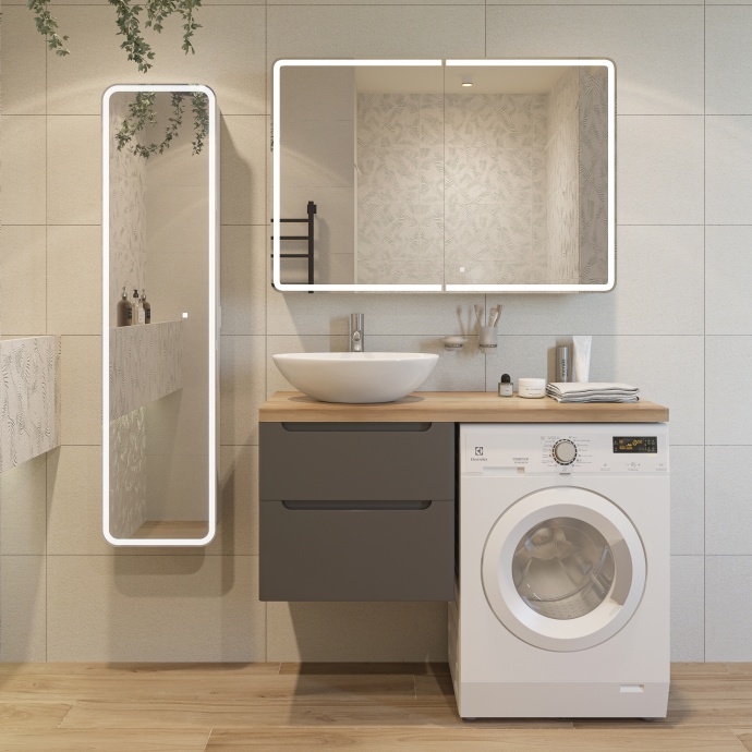 Тумба с раковиной STWORKI Берген 60 серая со светлой столешницей 122, Moduo 55 Leaf, R 549664 - 1