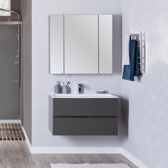 Зеркало-шкаф Aquanet Алвита 90 серый антрацит 240110 - 1