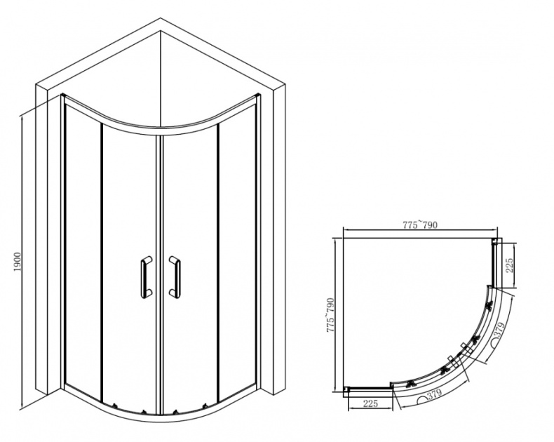 Душевой уголок ABBER Schwarzer Diamant AG01080B - 4