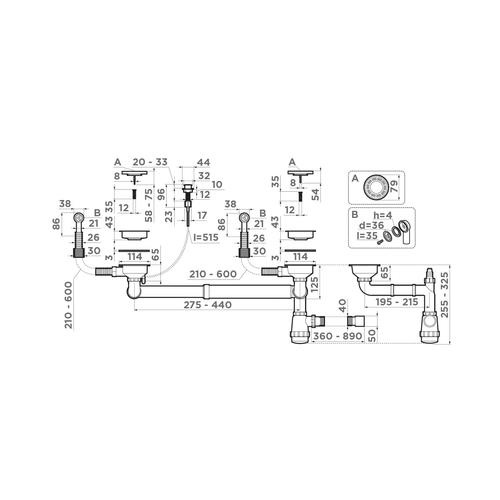 Сифон для кухонной мойки Omoikiri сталь  4956506 - 1