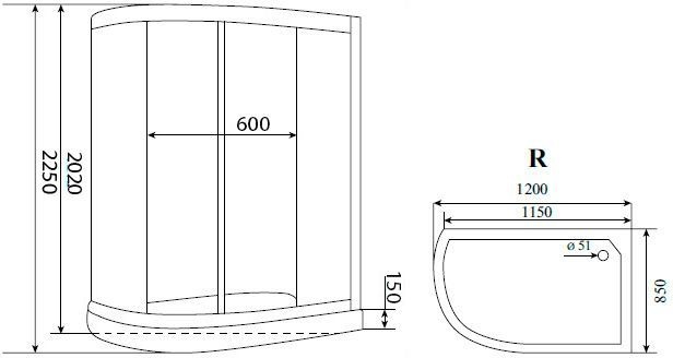 Душевая кабина Timo Standart T-1102 R T-1102 P R - 3