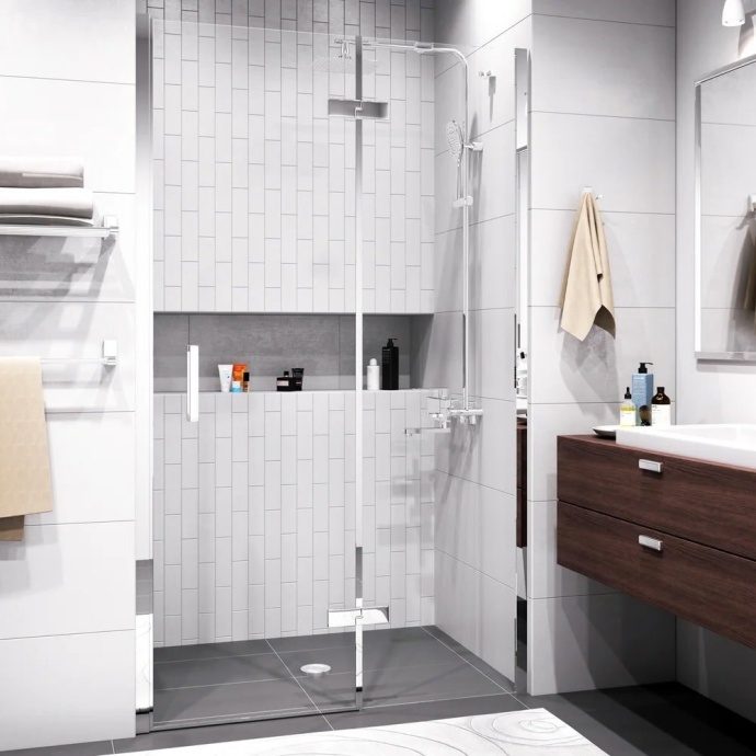 Душевая дверь в нишу Wasserkraft Aller 120х200 R профиль хром стекло прозрачное 10H05-SPR - 1