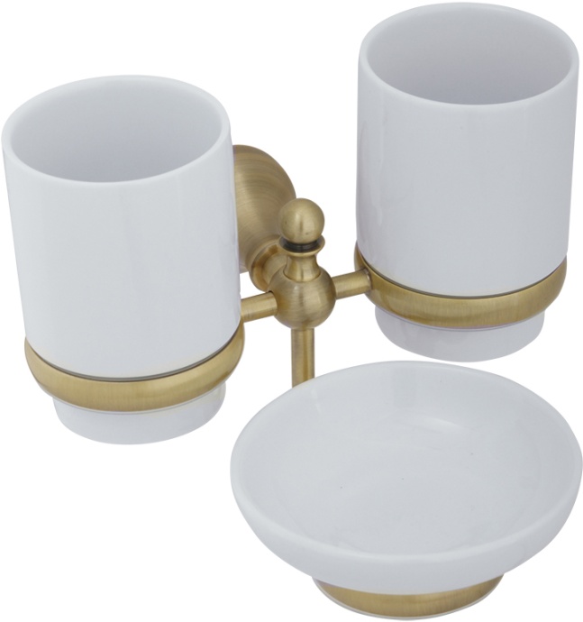 Стакан Veragio Gialetta VR.GIL-6443.BR двойной, с мыльницей, бронза - 0