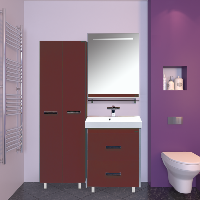 Джулия - 65 Зеркало  с полочкой 12 мм бордовое Л-Джу03065-1010 - 1