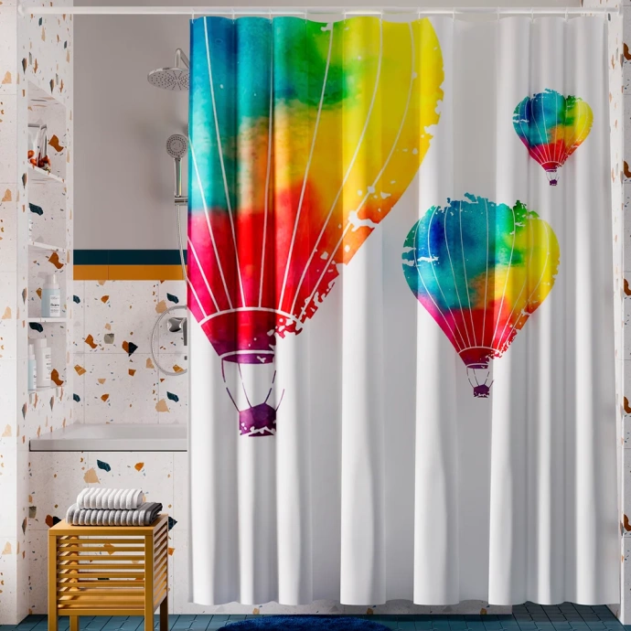 Штора для ванной Wasserkraft Rossel 180х200 рисунок белый SC-57102 - 0