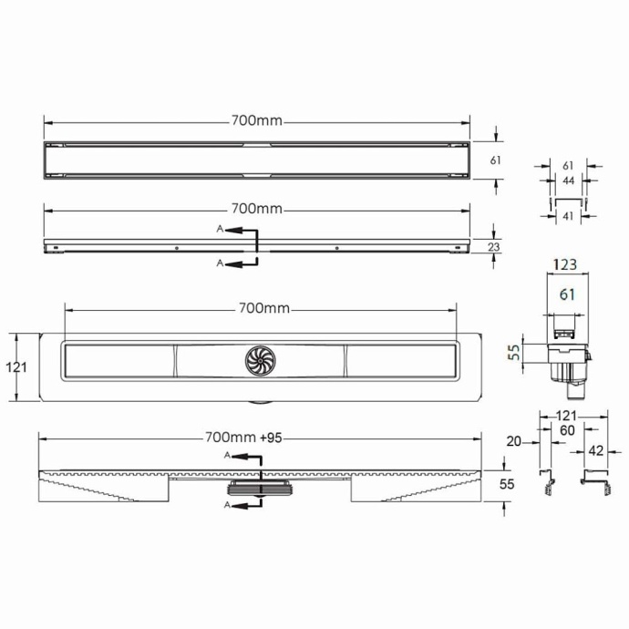 Душевой лоток Berges B1 Keramik 70 бронза 094018 - 1