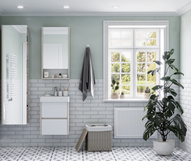 Зеркало-шкаф Aquaton Сканди 45 белый - светлое дерево 1A252002SDB20 - 3