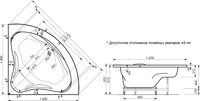 Ванна из искусственного камня Эстет Аврора ФР-00002601 140x140 - 6