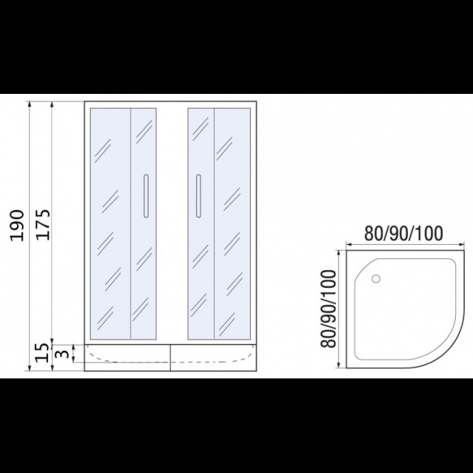 Душевое ограждение с поддоном River Don light 90/15 MT  10000008313 - 1