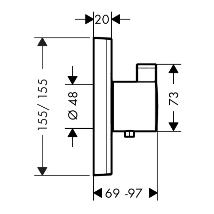 Смеситель для душа Hansgrohe ShowerSelect HighFlow с термостатом черный матовый 15760670 - 1