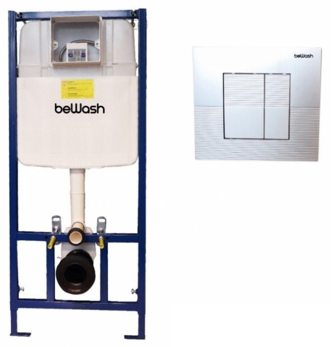 Комплект инсталляции beWash Fide с кнопкой смыва хром матовый K500RZVP0300MKK00000 - 0