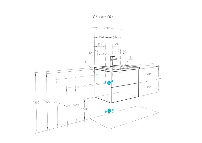 Тумба под раковину Aquaton Сохо 60 серый 1A258001AJ9A0 - 5