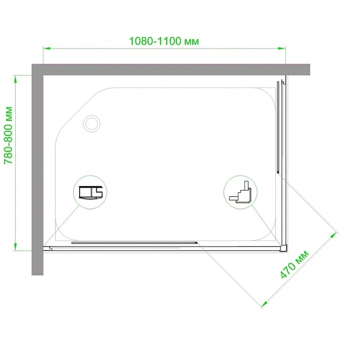Душевой уголок Royal Bath HPD 110x80 профиль белый стекло матовое RB8110HPD-C - 4