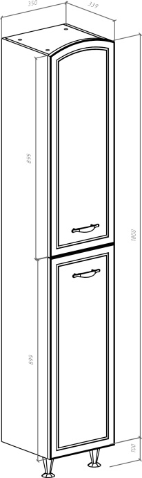 Шкаф-пенал Bellezza Амелия 35 R, с бельевой корзиной, белый 4620304081015 - 1
