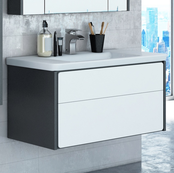 Тумба для комплекта Roca Ronda 80 белый глянец, антрацит ZRU9302965 - 1
