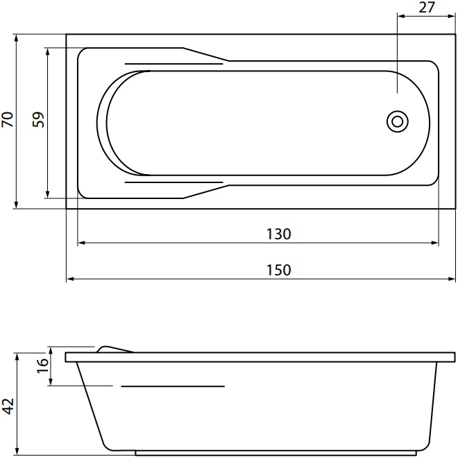 Акриловая ванна Cersanit Santana 150 ультра белый 63349 - 6