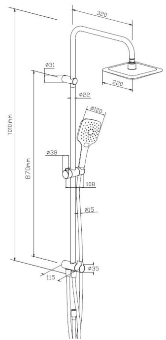 Душевая стойка Damixa Origin Evo 978200300 - 7