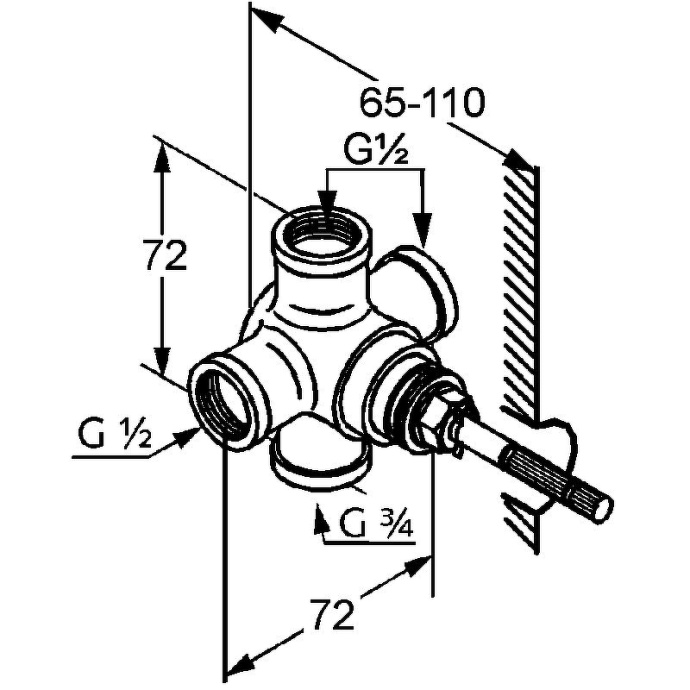 Скрытая часть для переключателя потоков Kludi золото 2975100 - 1