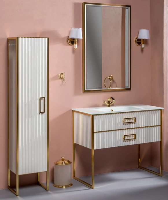 Тумба под раковину моноблок Boheme Armadi Art Monaco 100 белый глянец - золото 866-100-WG - 3