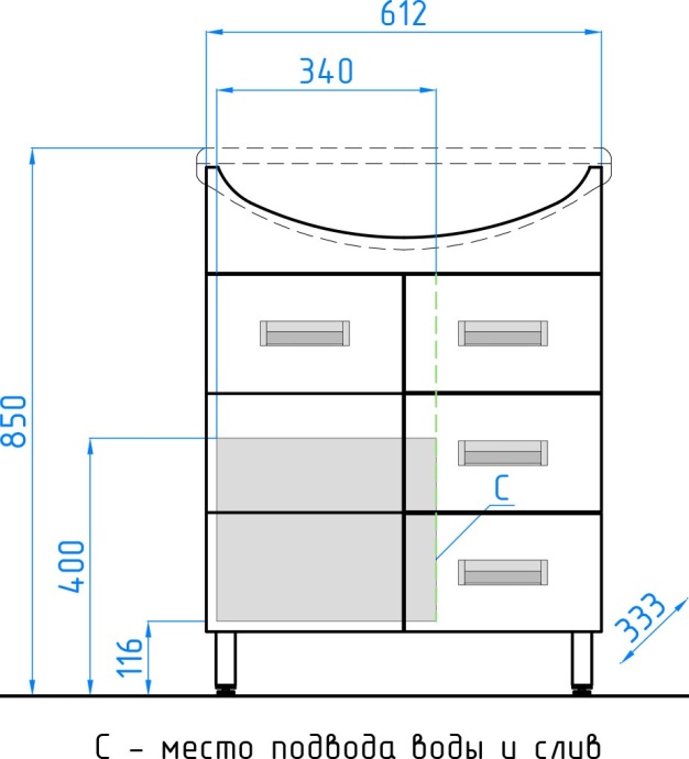 Тумба для комплекта Style Line Ирис 65 белая ЛС-00000016 - 7