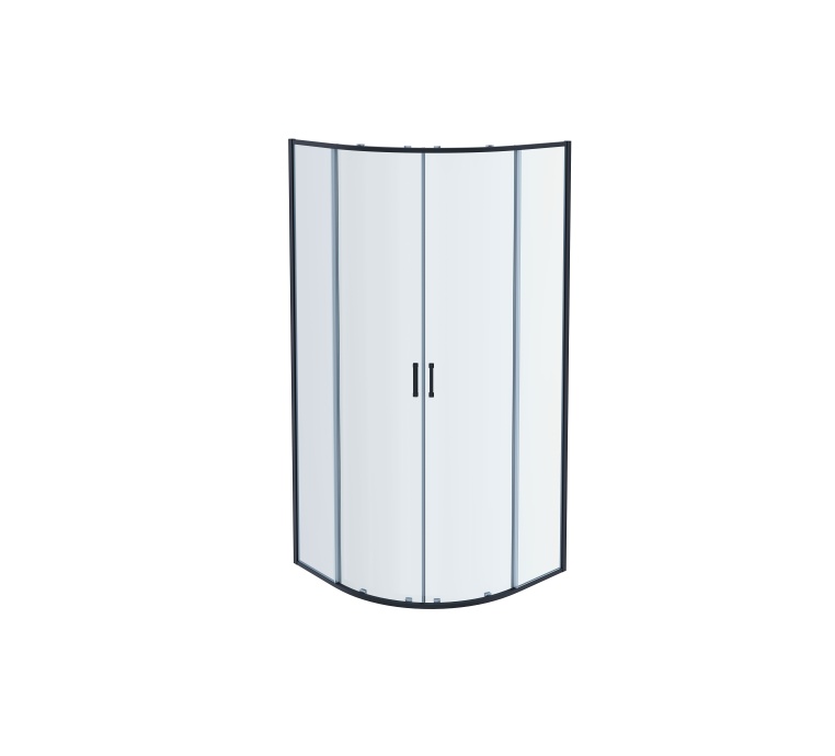 AQ ARI RO 10020BL Душевой уголок 1/4 круга, двери раздвижные 1000x1000x2000, профиль черный, стекло прозрачное - 0