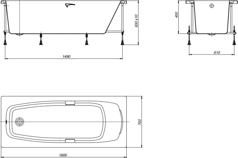Акриловая ванна Roca Sureste 160x70 ZRU9302787 - 4