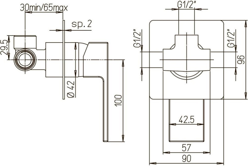 Смеситель для душа Paini Dax 84CR690R С ВНУТРЕННЕЙ ЧАСТЬЮ - 2