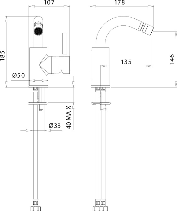 Смеситель для биде Migliore Fortis 30459 черный - 1