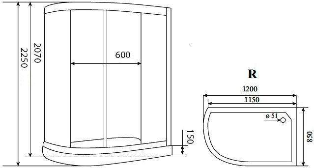 Душевая кабина Timo Lux 120x85 см  T-7702 R - 1