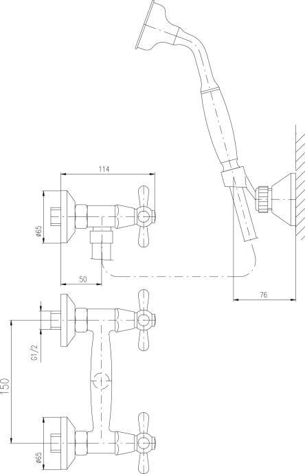 Смеситель для душа Rav Slezak Morava бронза  MK180.5/2SM - 1