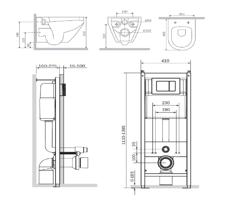 IS301.701700 Комплект инсталляция с клав белый с подвесным унитазом Spirit FlashClean с сид м/лифт - 3