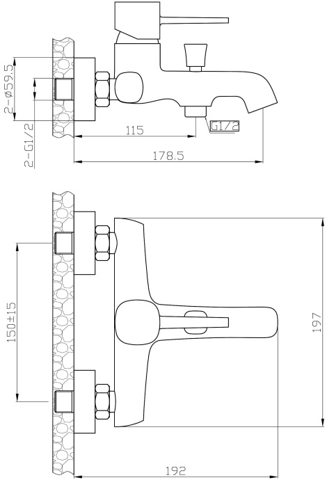 Смеситель Orange Karl для ванны с душем M05-100b  - 1