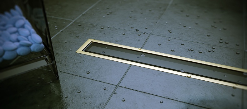 Душевой лоток Pestan Confluo Premium Gold Black Glass Line 300 черное стекло/позолоченная сталь 13100094 - 1