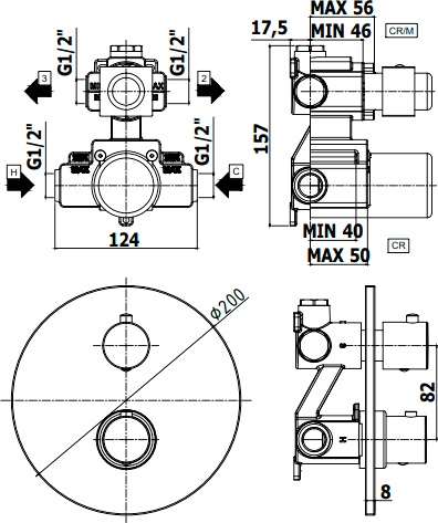 Термостат Paffoni Light LIQ018BO с ВНУТРЕННЕЙ ЧАСТЬЮ, для душа, белый - 1