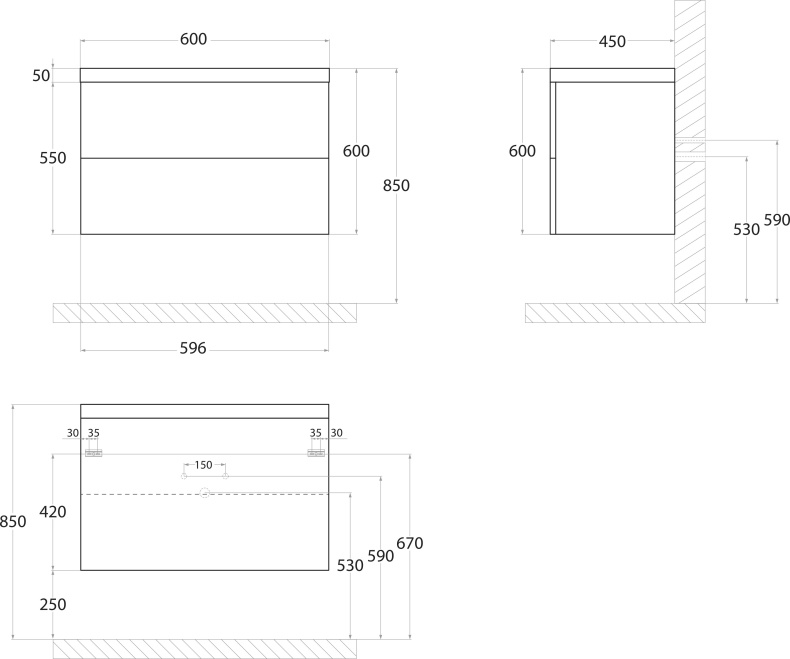 Комплект мебели Art&Max Verona-Push 60 камень светлый - 4