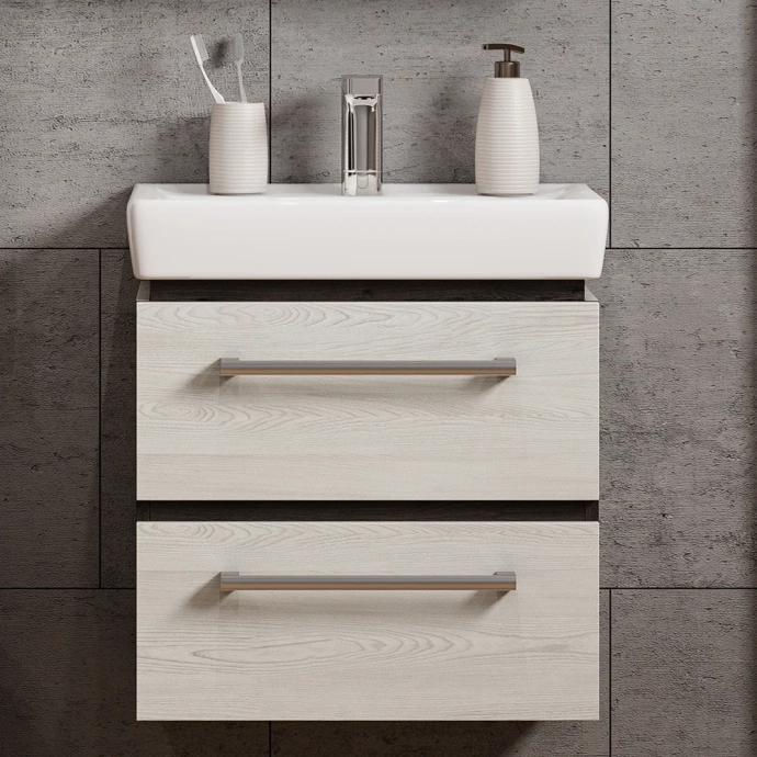 Тумба с раковиной Aquaton Ронда 55 светлое дерево 1A2076K1RSC20 - 2