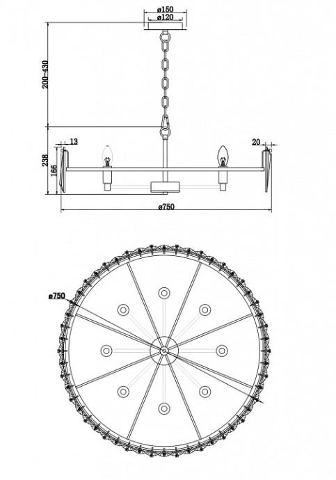 Подвесная люстра Maytoni Puntes MOD043PL-08G - 2