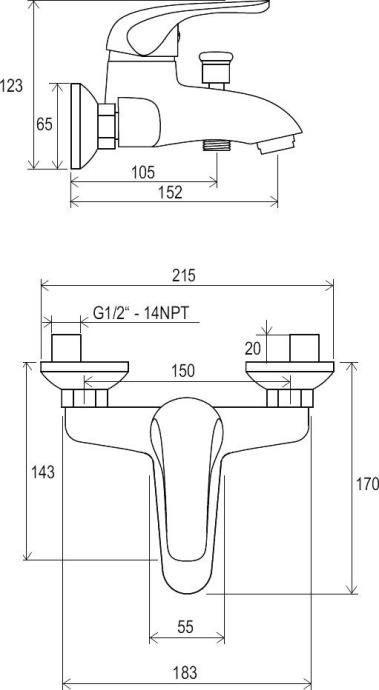 Смеситель для ванны Ravak Rosa хром  X070011 - 1
