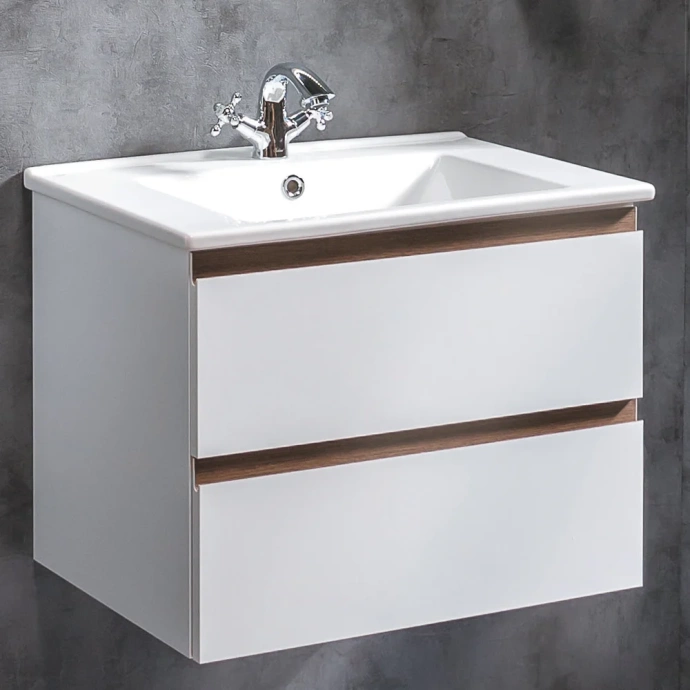 Тумба под раковину Armadi Art Capolda 65 белый ручка дерево 849-065-WW - 0