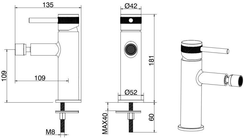 Смеситель для биде Allen Brau Priority черный матовый 5.31004-31 - 1