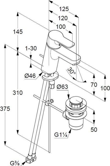 Смеситель Kludi Pure&Easy для раковины 372890565 - 2
