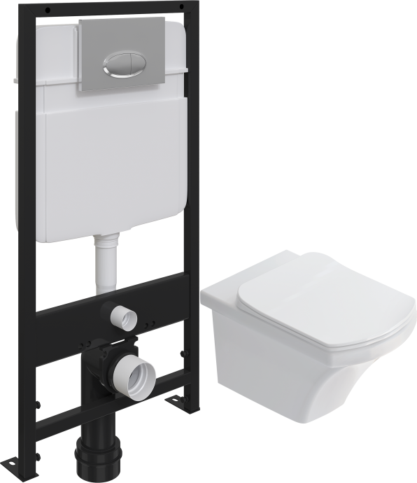 Комплект Унитаз подвесной STWORKI Хальмстад SETK2804-0606-001-1-6000 с микролифтом + Система инсталляции для унитазов EWRIKA ProLT 0026-2020 с кнопкой смыва 0051 хром 560233 - 0