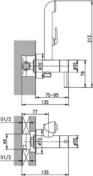 Гигиенический душ Milardo 001SBR0M08 со смесителем, С ВНУТРЕННЕЙ ЧАСТЬЮ - 1