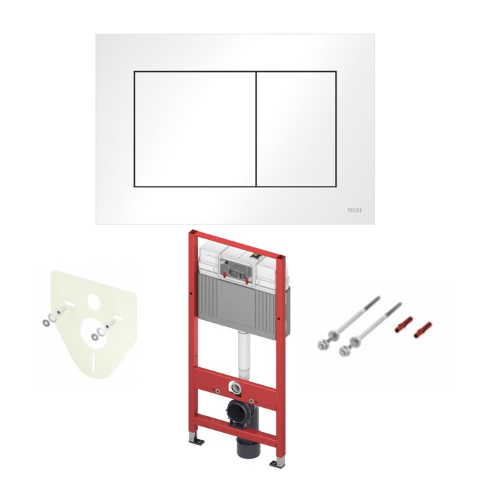 Инсталляция для унитаза TECE now 9400413 кнопка белая глянцевая - 0