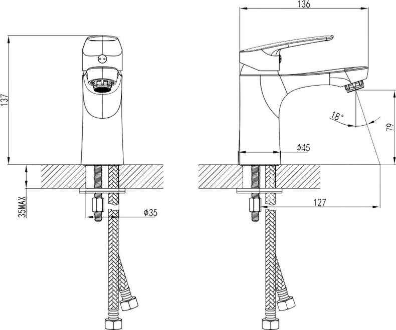 Смеситель для раковины Milardo Horizont HORSB00M01 - 2