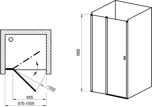 Душевая дверь в нишу Ravak CSD2-100 Transparent, профиль белый 0QVAC100Z1 - 2