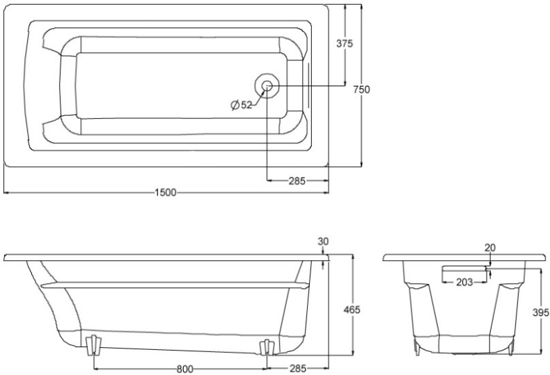 Чугунная ванна Jacob Delafon Archer 150х75 E6D906-0 - 4