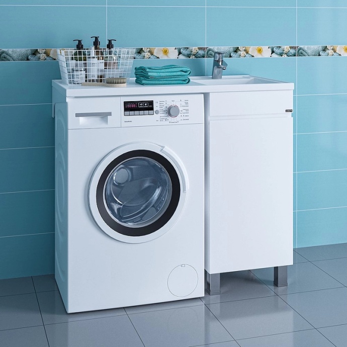 Тумба под раковину над стиральной машиной Санта Марс 38 белый 700221 - 2